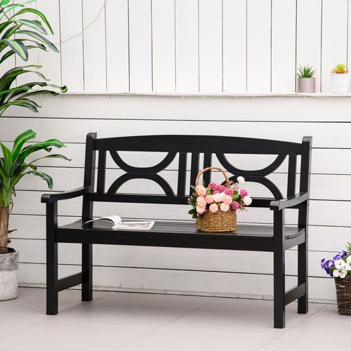 Banc De Jardin 2 Places Style Colonial Peuplier Noir