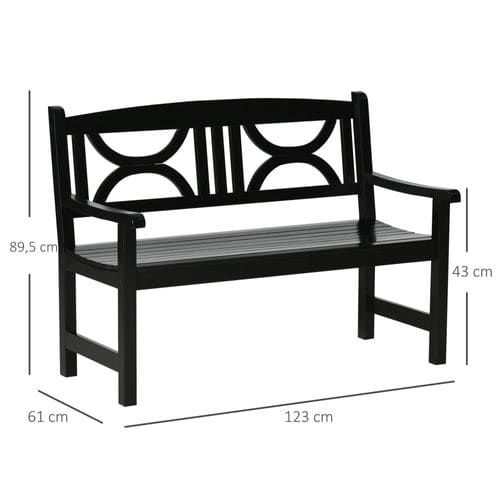 Banc De Jardin 2 Places Style Colonial Peuplier Noir