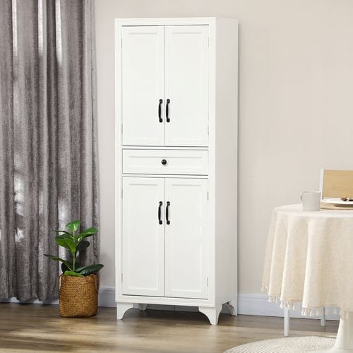 Buffet Haut Armoire De Cuisine 4 Portes Hauteur 170 Cm Blanc