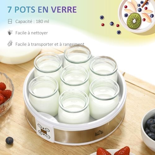 Yaourtière 7 Pots Inclus 180 Ml 20 W Timer Thermostat