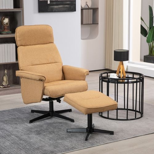 Fauteuil Relax Inclinable Style Contemporain Avec Repose-pied Camel