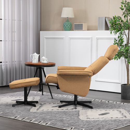 Fauteuil Relax Inclinable Style Contemporain Avec Repose-pied Camel