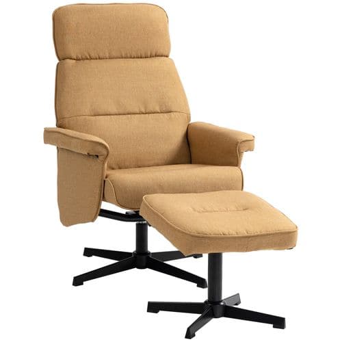 Fauteuil Relax Inclinable Style Contemporain Avec Repose-pied Camel