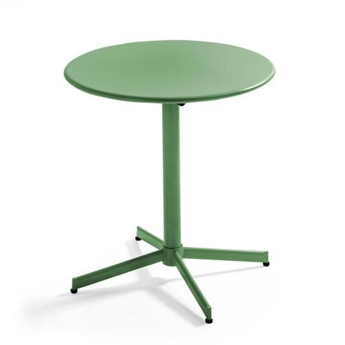 Palavas - Ensemble Table Ronde Et 2 Chaises De Jardin En Métal Vert Cactus