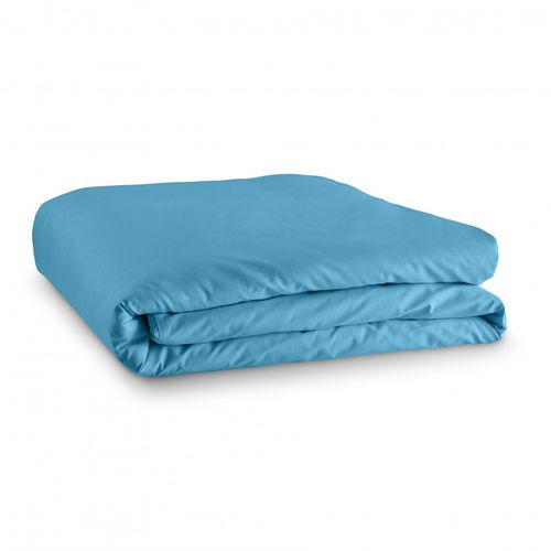 Housse De Couette 140 X 200 Unie Turquoise 100% Coton / 57 Fils/cm²