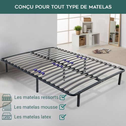 Sommier Softdream 140 x 190 cm - Sommier à lattes réglables - Résistant et confortable