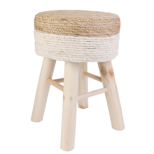 Lot De 2 Tabourets Tressés Naturel Et Beige - Estany