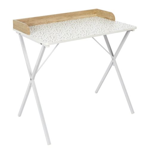 Bureau Blanc Motifs Eclats Rebord Effet Bois - Pinto