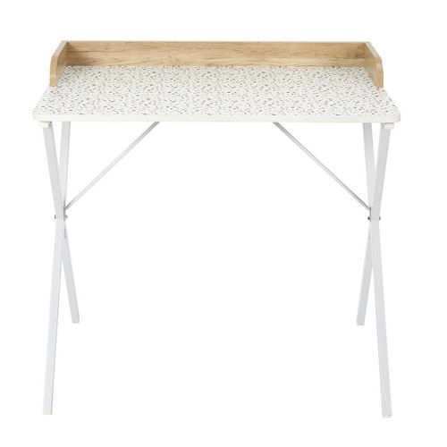 Bureau Blanc Motifs Eclats Rebord Effet Bois - Pinto