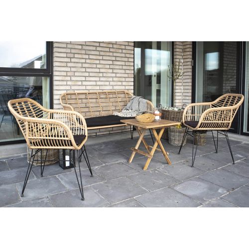 Lot De 2 Fauteuils Rotin Synthétique Naturel Et Pieds Acier - Pila