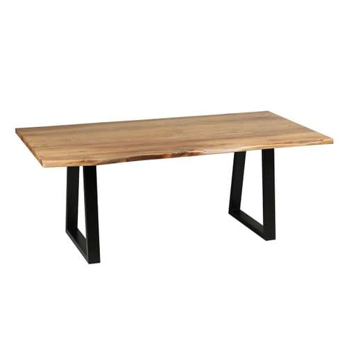 Table 200cm En Acacia Massif Et Métal Noir - Bowna