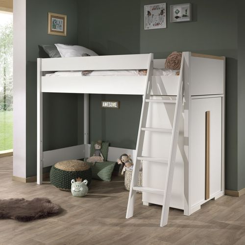 Armoire Basse 2 Portes Blanc Et Bois - Nash White