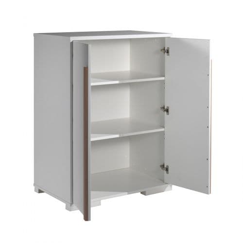 Armoire Basse 2 Portes Blanc Et Bois - Nash White