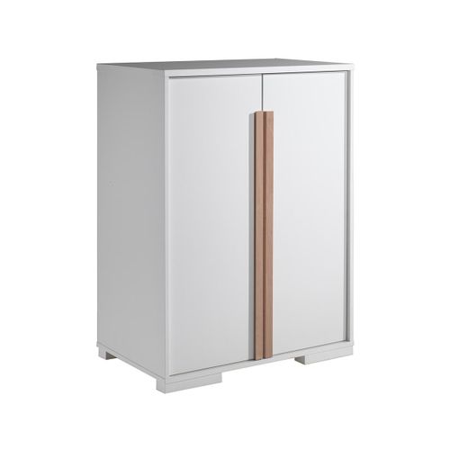 Armoire Basse 2 Portes Blanc Et Bois - Nash White