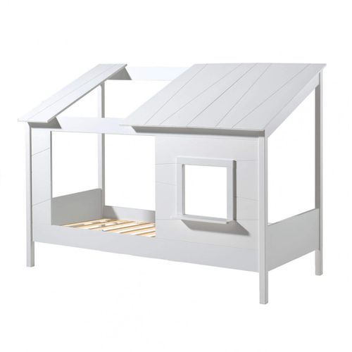 Lit Maison 90x200cm Blanc Avec Fenêtre + Sommier - Laka