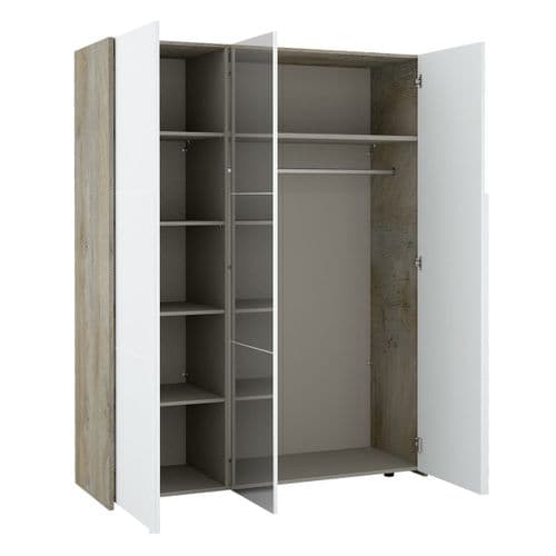 Armoire 3 Portes Effet Bois Clair Avec Miroir - Nino Light