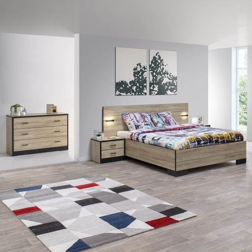 Chambre 140x190cm Avec Commode 3 Tiroirs - Eleos