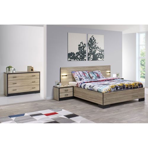 Chambre 140x190cm Avec Commode 3 Tiroirs - Eleos