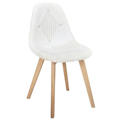 Lot De 6 Chaises Imitation Laine Motif Patchwork Blanc - Rohan