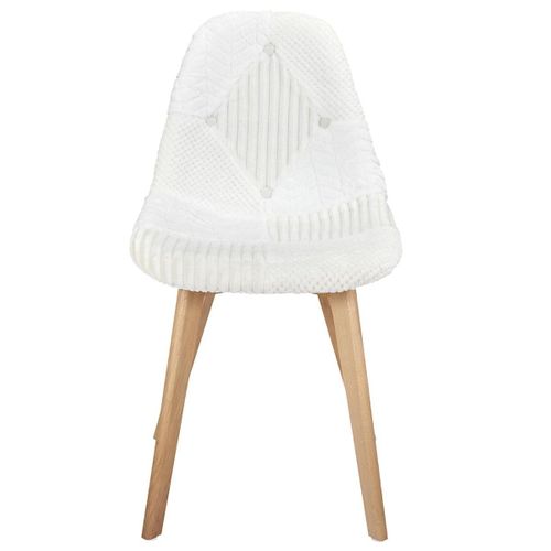 Lot De 6 Chaises Imitation Laine Motif Patchwork Blanc - Rohan