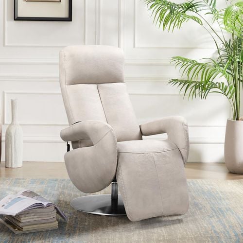 Fauteuil Relax Electrique Tissu Beige - Rosario