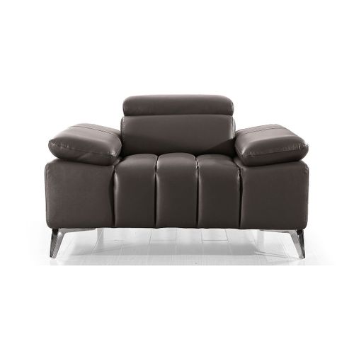 Fauteuil Cuir Design Lyam Marron