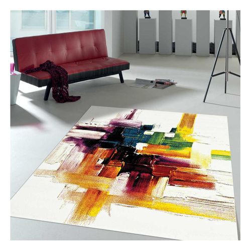 Tapis Salle à Manger 240x340 Tissé Crème Rectangle Motif Abstrait Jolia 3