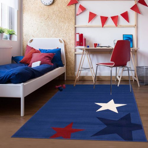 Tapis Enfant 160x230 Rectangle Tissé Bleu Af1 Star