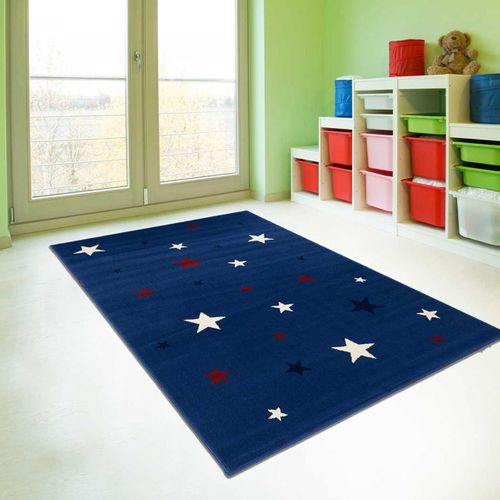 Tapis Enfant 190x280 Rectangle Tissé Bleu Af1 Nightsky