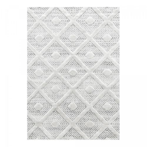 Tapis Chambre 120x170 Tissé Gris Et Blanc Rectangle Motif Scandinave Pistioum