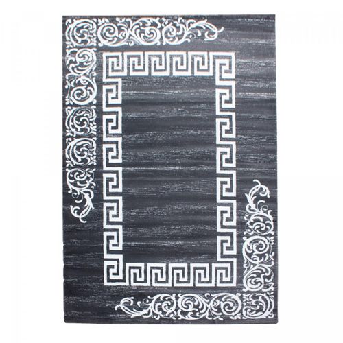 Tapis Chambre 160x230 Tissé Gris Et Blanc Rectangle Motif Baroque Florini