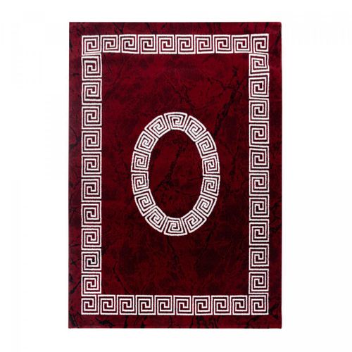 Tapis Cuisine 120x170 Tissé Rouge Et Blanc Rectangle Motif Baroque Sapuri