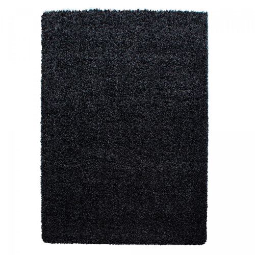 Tapis Poils Longs Shaggy 80x250 Rectangle Tissé Noir Motif Uni Uni L