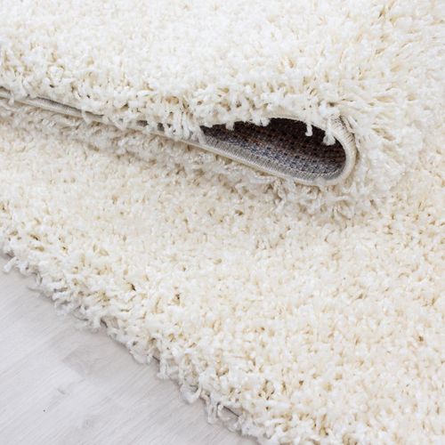 Tapis Poils Longs Shaggy 200x290 Rectangle Tissé Crème Motif Uni Uni L