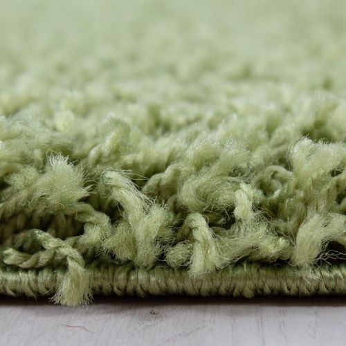 Tapis Poils Longs Shaggy 200x290 Rectangle Tissé Vert Motif Uni Uni L