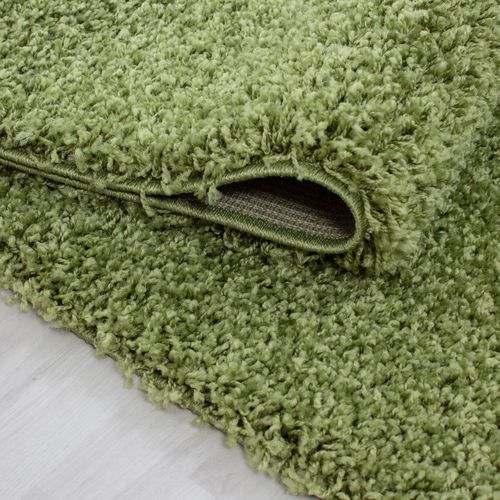 Tapis Poils Longs Shaggy 200x290 Rectangle Tissé Vert Motif Uni Uni L