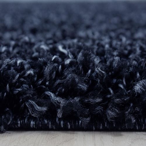 Tapis Poils Longs Shaggy 120x170 Rectangle Tissé Bleu Marine Motif Uni Uni L