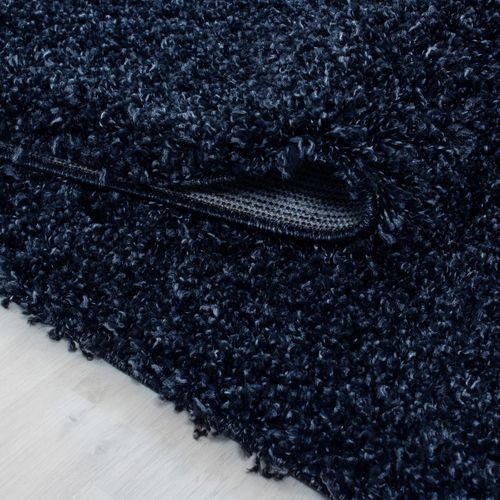 Tapis Poils Longs Shaggy 120x170 Rectangle Tissé Bleu Marine Motif Uni Uni L