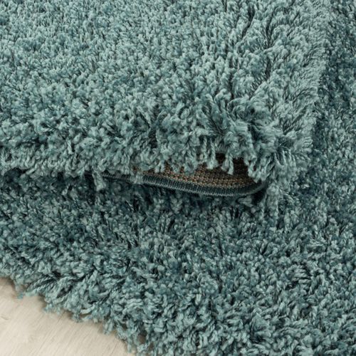 Tapis Poils Longs Shaggy 100x200 Rectangle Tissé Bleu Motif Uni Uni I