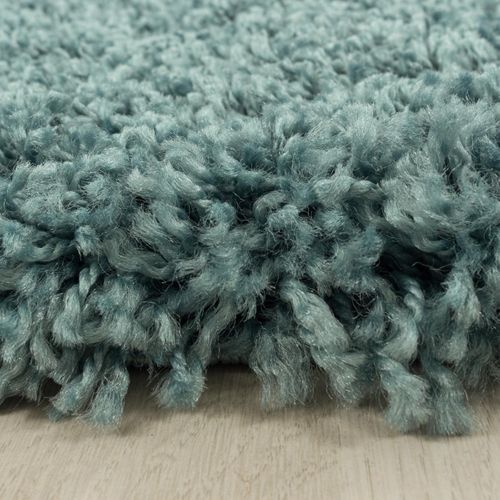 Tapis Poils Longs Shaggy 100x200 Rectangle Tissé Bleu Motif Uni Uni I