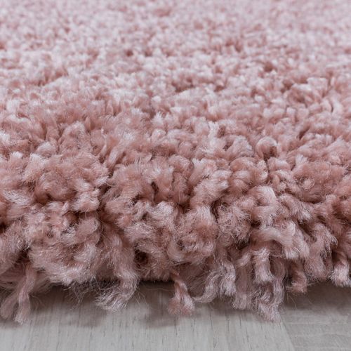 Tapis Poils Longs Shaggy 100x200 Rectangle Tissé Rose Motif Uni Uni I