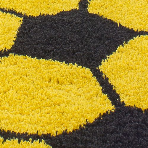 Tapis Enfant Ø100cm Rond Tissé Jaune Et Noir Shaggy Foot