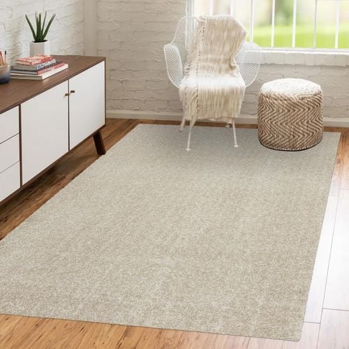 Tapis Shaggy 200x290 Rectangle Tissé Beige Motif Uni Tapitop