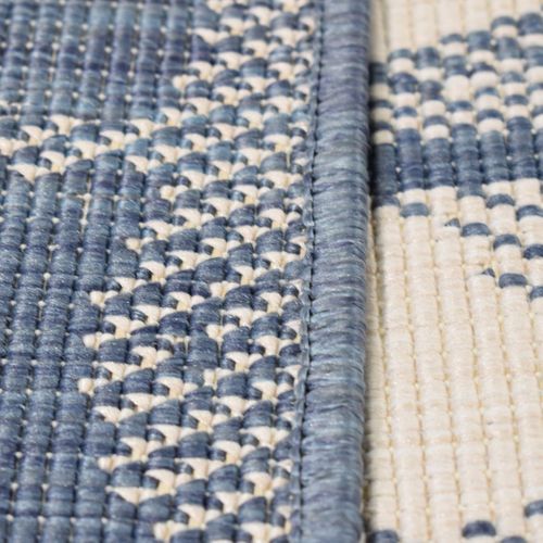 Tapis Extérieur, Kilim Reversible 80x150 Ex1 Blu Bleu Et Beige