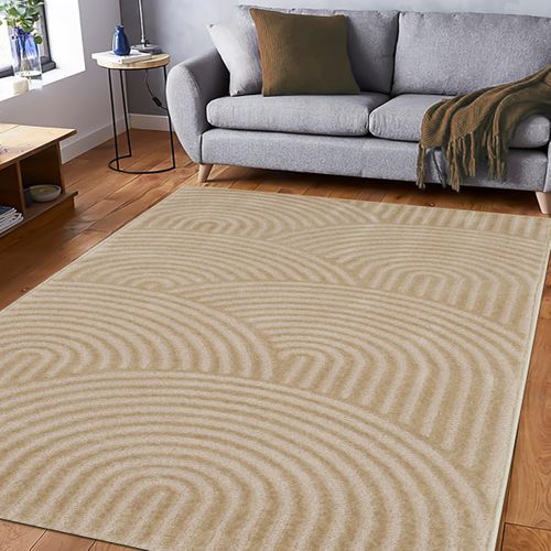 Tapis Chambre 80x150 Tissé Beige Rectangle Motif Géométrique Cerotea