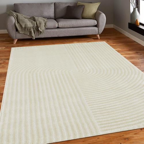 Tapis Chambre 80x150 Tissé Crème Rectangle Motif Géométrique Ceroti