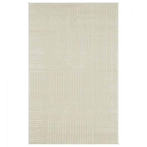 Tapis Grand Salon 200x290 Tissé Crème Rectangle Motif Géométrique Cerabi