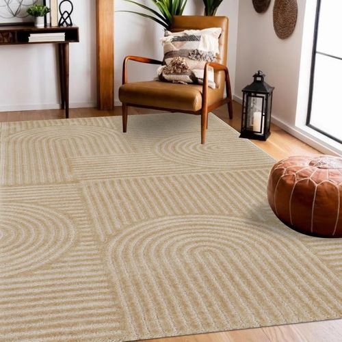 Tapis Chambre 80x150 Tissé Beige Rectangle Motif Géométrique Cerabi