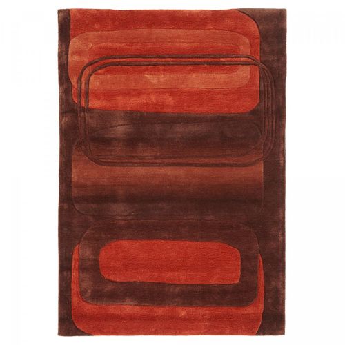 Tapis Salon 120x170 Fait Main En Acrylique Marron Et Orange Motif Simple