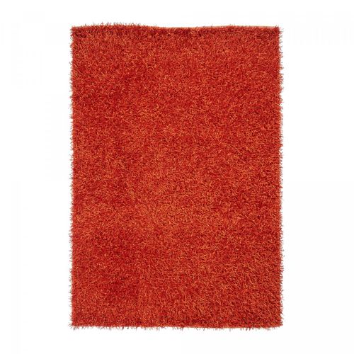 Tapis Shaggy 140x200 Rectangle Fait Main Rouge Et Orange Motif Uni Starod